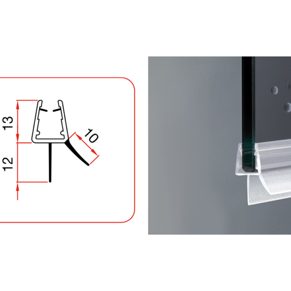 Guarnizione Box Doccia per Vetro Spessore mm.6-8 cm.200h con Gocciolatoio | mm.13-12x10 | Trfo